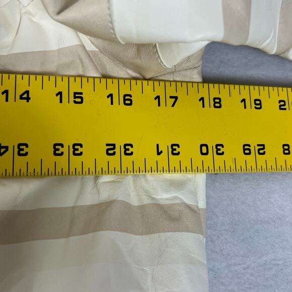 Chanel Lambskin Leather Jacket Women's Size 36 Beige & Gold Stripe Detail Zip - Picture 13 of 16